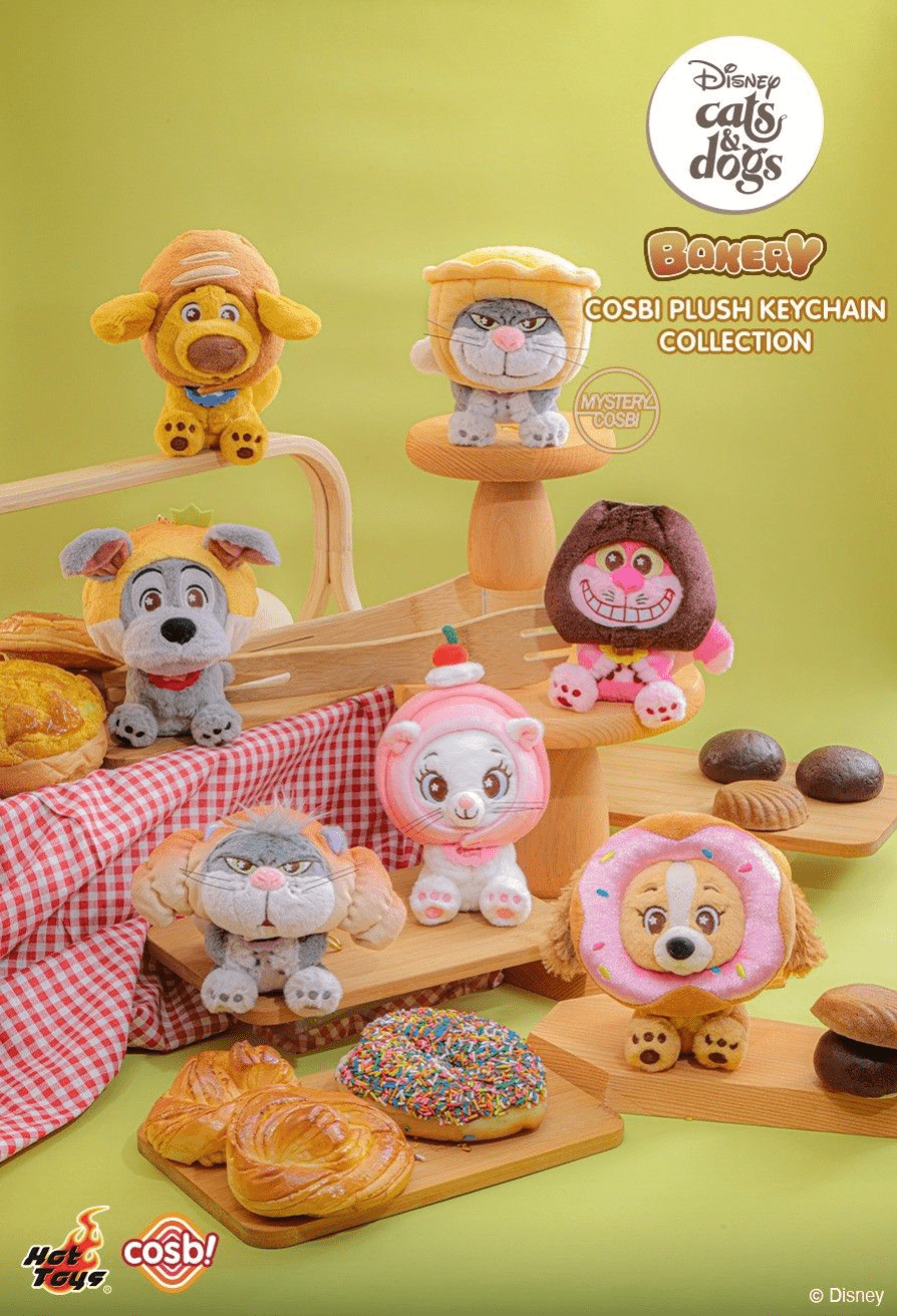 Disney - Cats & Dogs Bakery Cosbi Plush Keychain Collection Assortment (Display of 6)