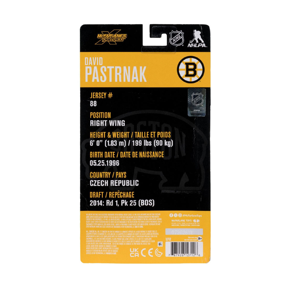 NHL - David Pastrnak (Boston Bruins) 6″ Articulated Figure
