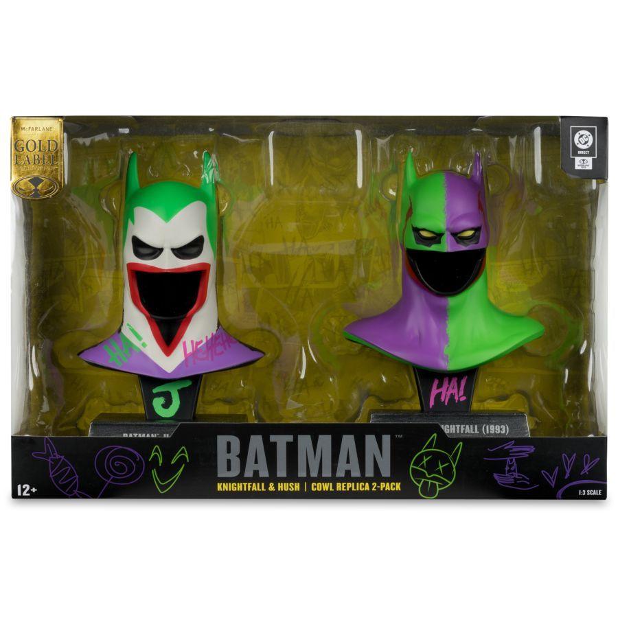 DC Direct - Batman Hush & Batman Knightfall Cowl (Jokerized) 1:3 Scale Cowl Gold Label 2-Pack