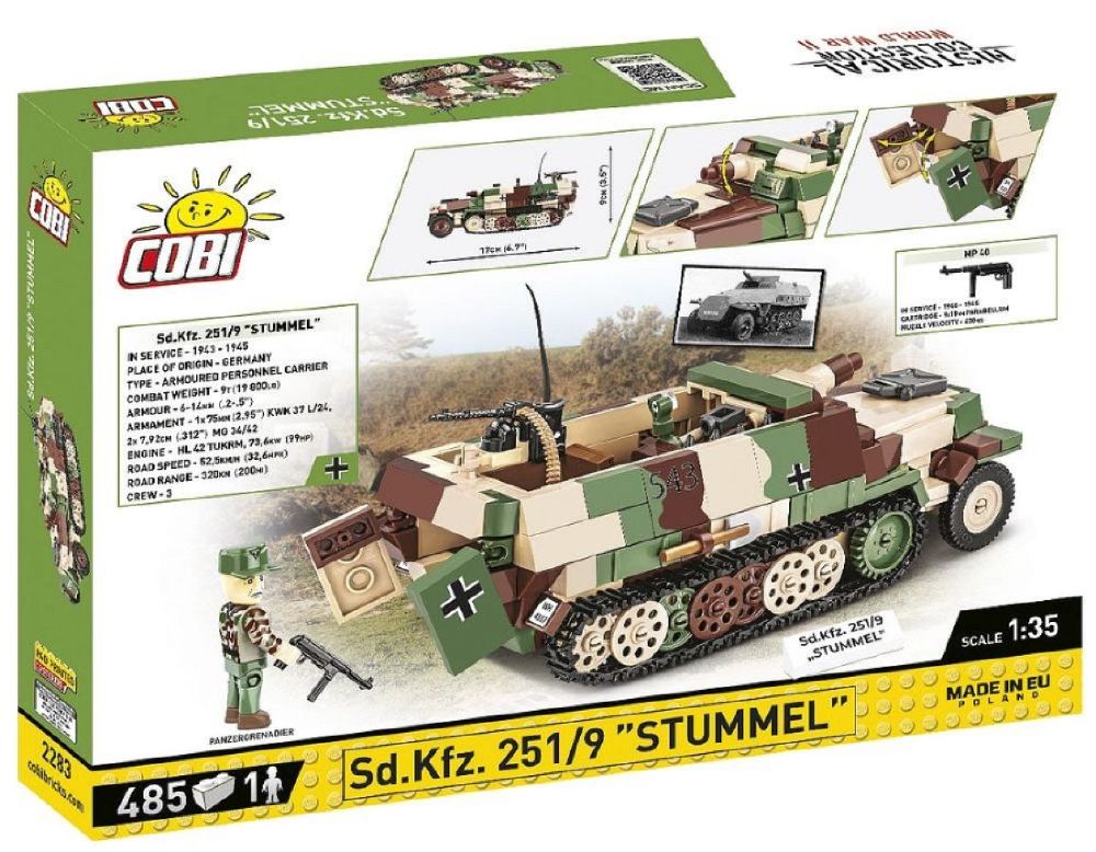 World War 2 - Sd.Kfz.251/9 Stummel Half-Track Construction Brick Set (485 Pieces)