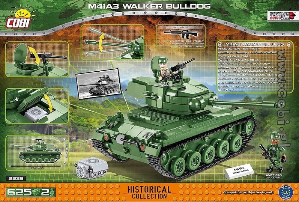 Vietnam War - Walker Build M41A3 Construction Brick Set (625 Pieces)