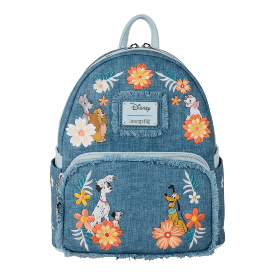 Disney - Dogs & Cats Faux Denim Fringe Loungefly Backpack