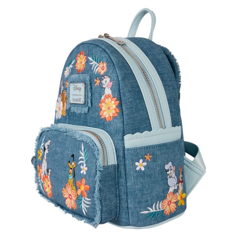 Disney - Dogs & Cats Faux Denim Fringe Loungefly Backpack