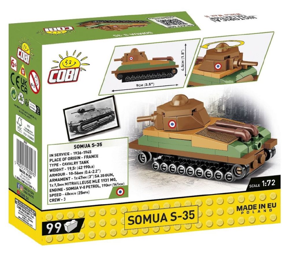 World War 2 - Somua S-35 Tank Construction Brick Set (99 Pieces)