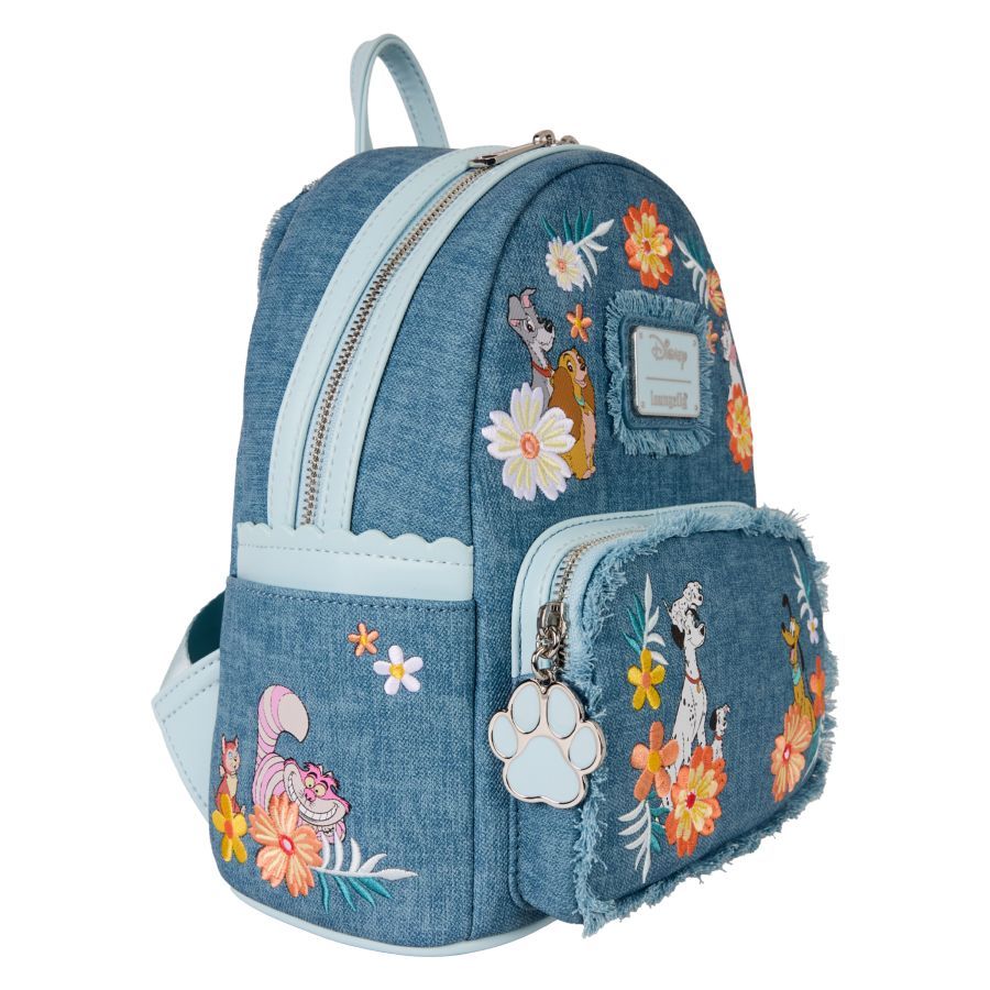 Disney - Dogs & Cats Faux Denim Fringe Loungefly Backpack