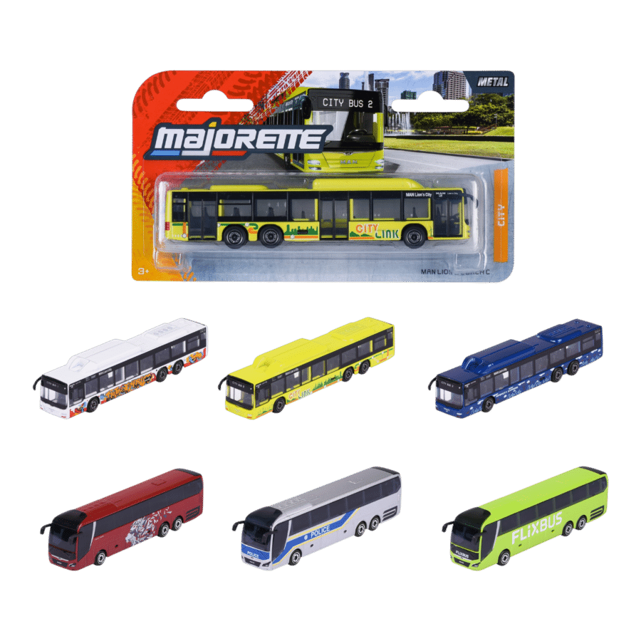 Majorette - 1:100 City MAN Bus Hang Sell Assortment (Case of 12)