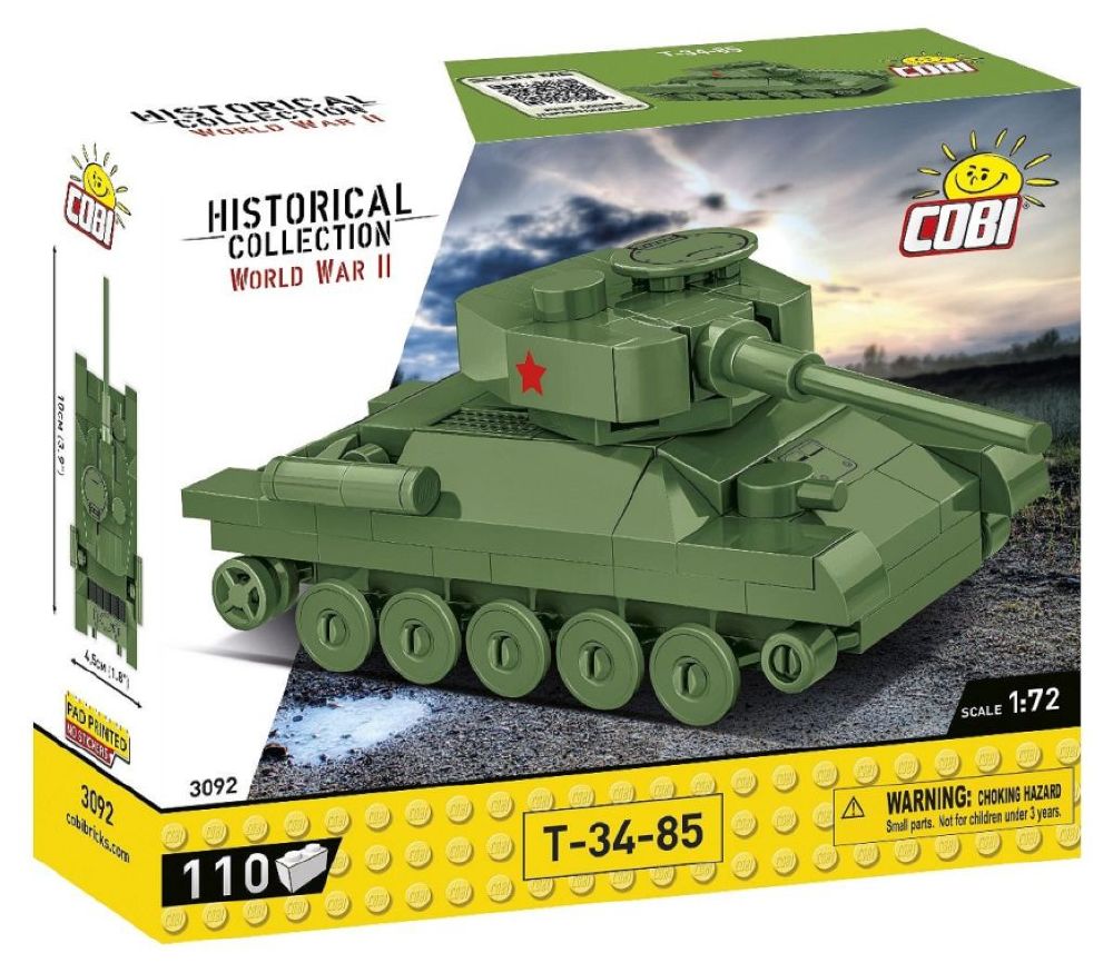 World War 2 - T-34-85 Tank Construction Brick Set (110 Pieces)
