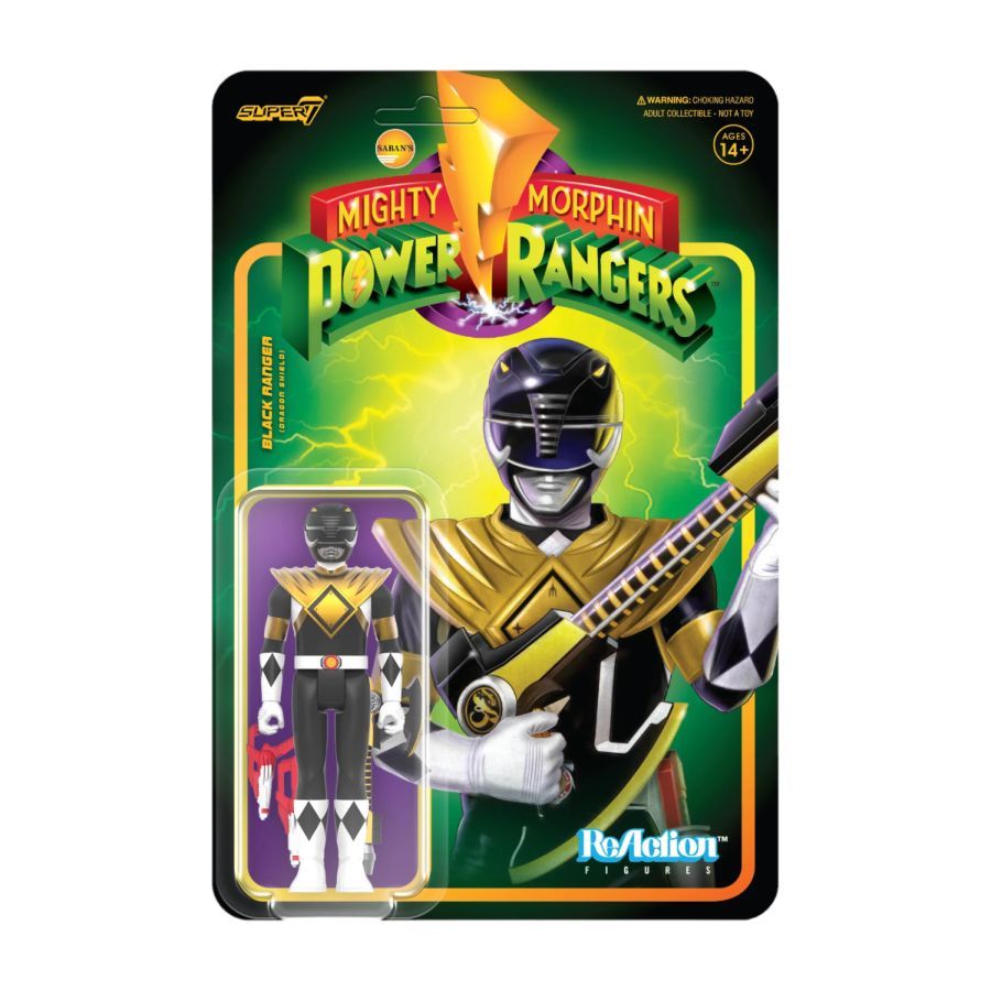Power Rangers - Black Ranger with Dragon Shield ReAction 3.75″ Action Figure