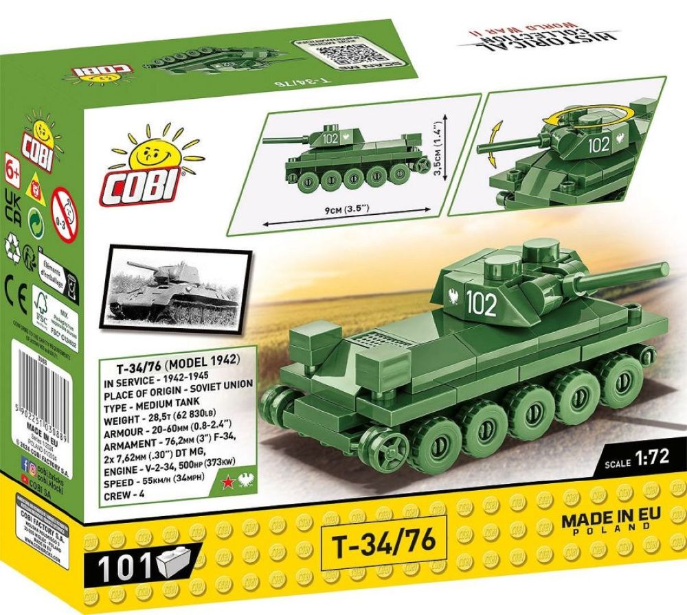 World War 2 - T-34/76 Tank Construction Brick Set (101 Pieces)